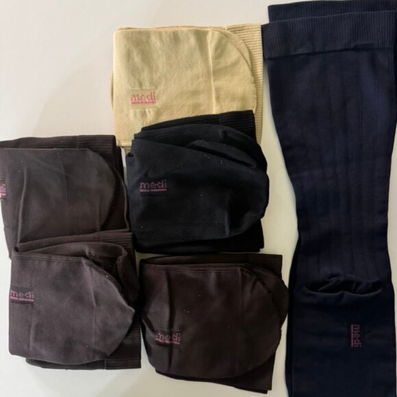 New 6 Pr Medi  Mild Calf Compression Socks-1 Beige, 3 Brown, 2 Blue Sz XL - Picture 1 of 4